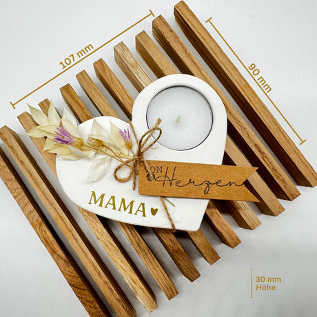 Geschenk für Mama - Deko Herz mit Kerze - Muttertagsgeschenk (Teelichthalter)