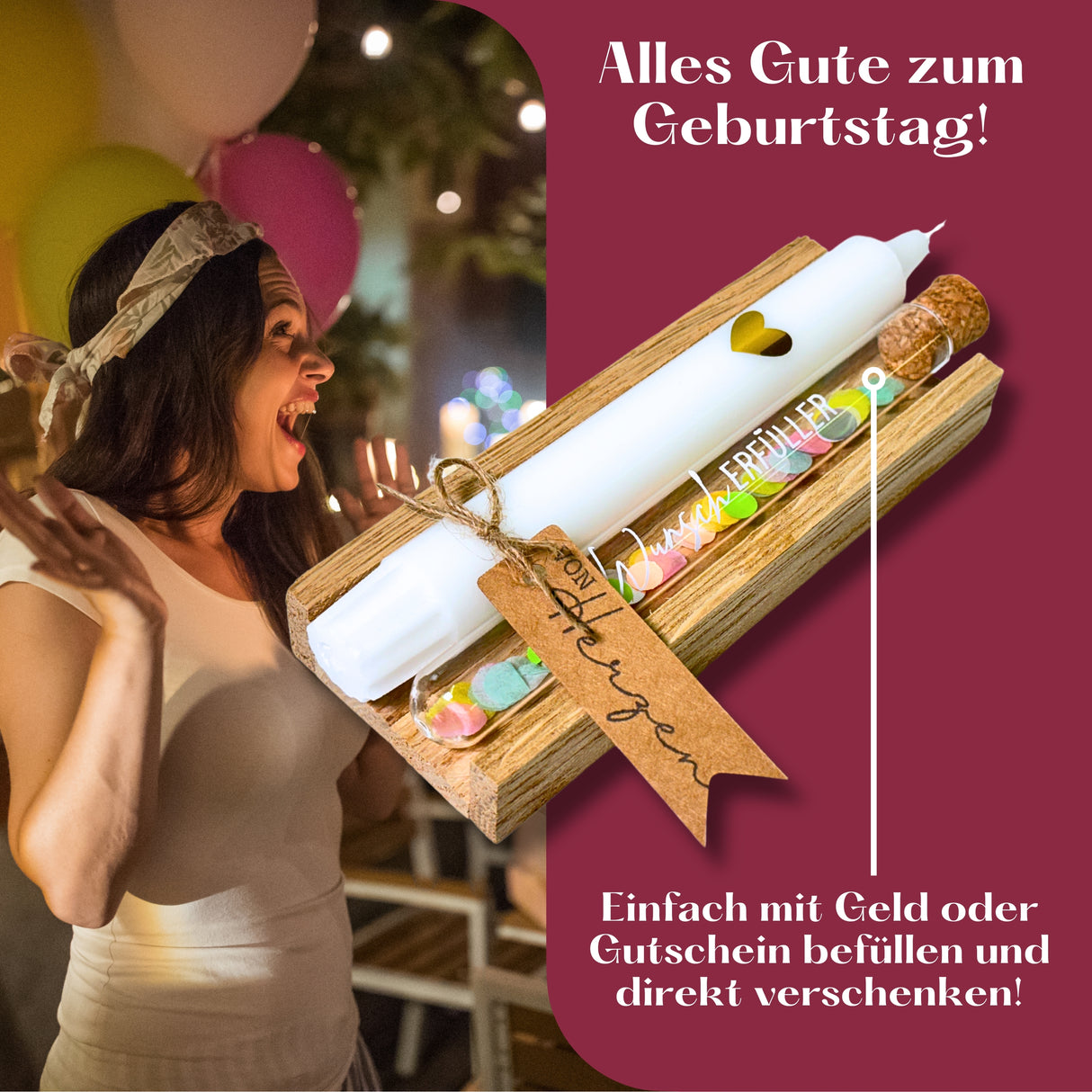 Wunscherfüller mit Herz - Geldgeschenk für Hochzeit, Geburtstag, Taufe